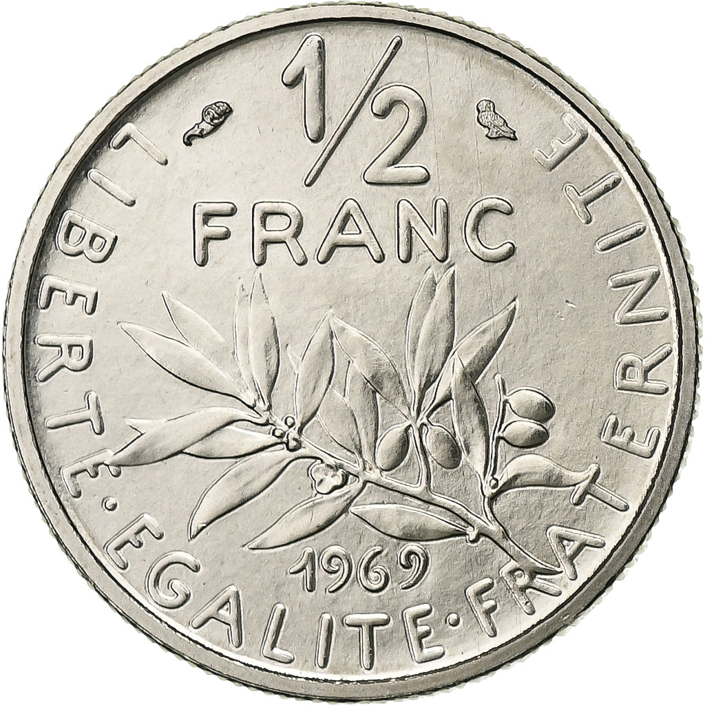 France, 1/2 Franc, Semeuse, 1969, Paris, série FDC, Nickel, MS(65-70)
