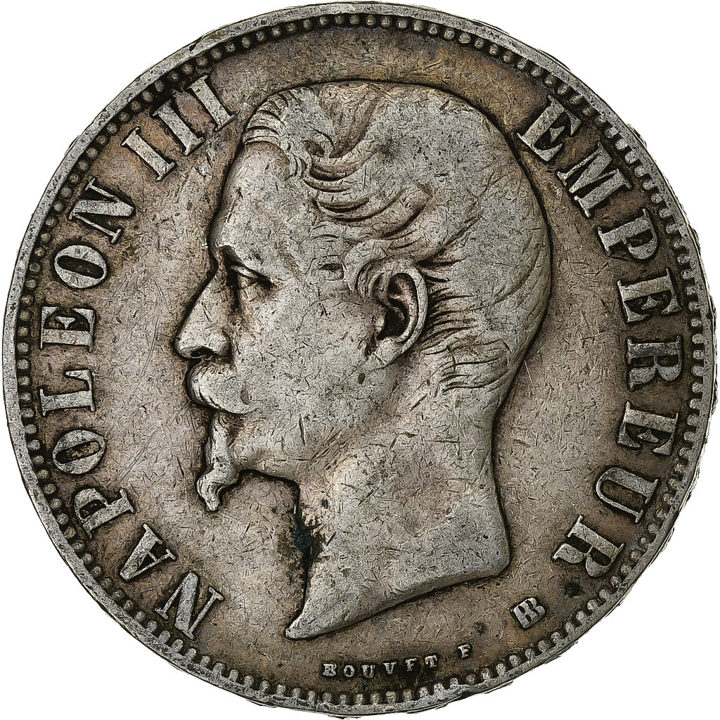 France, Napoléon III, 5 Francs, Napoléon III, 1856, Strasbourg, Argent, TB+