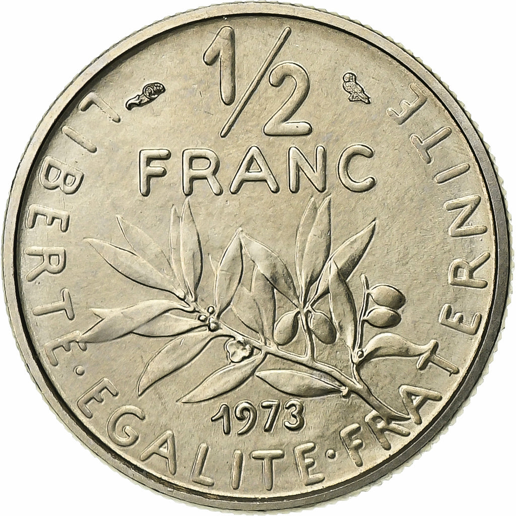 Francja, 1/2 Franc, Semeuse, 1973, Paris, série FDC, Nikiel, MS(65-70)