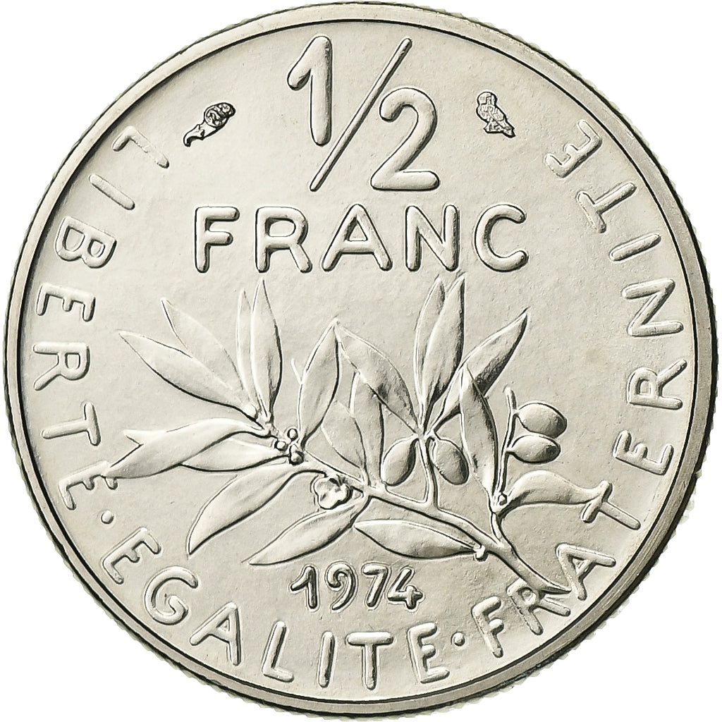 Francia, 1/2 Franc, Semeuse, 1974, Monnaie de Paris, série FDC, Níquel, FDC