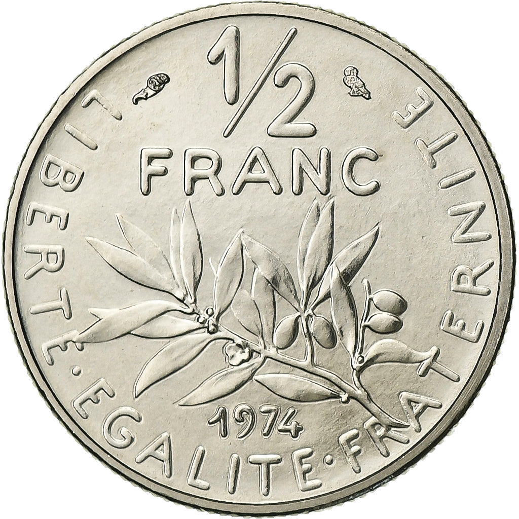 Francia, 1/2 Franc, Semeuse, 1974, Monnaie de Paris, série FDC, Níquel, FDC