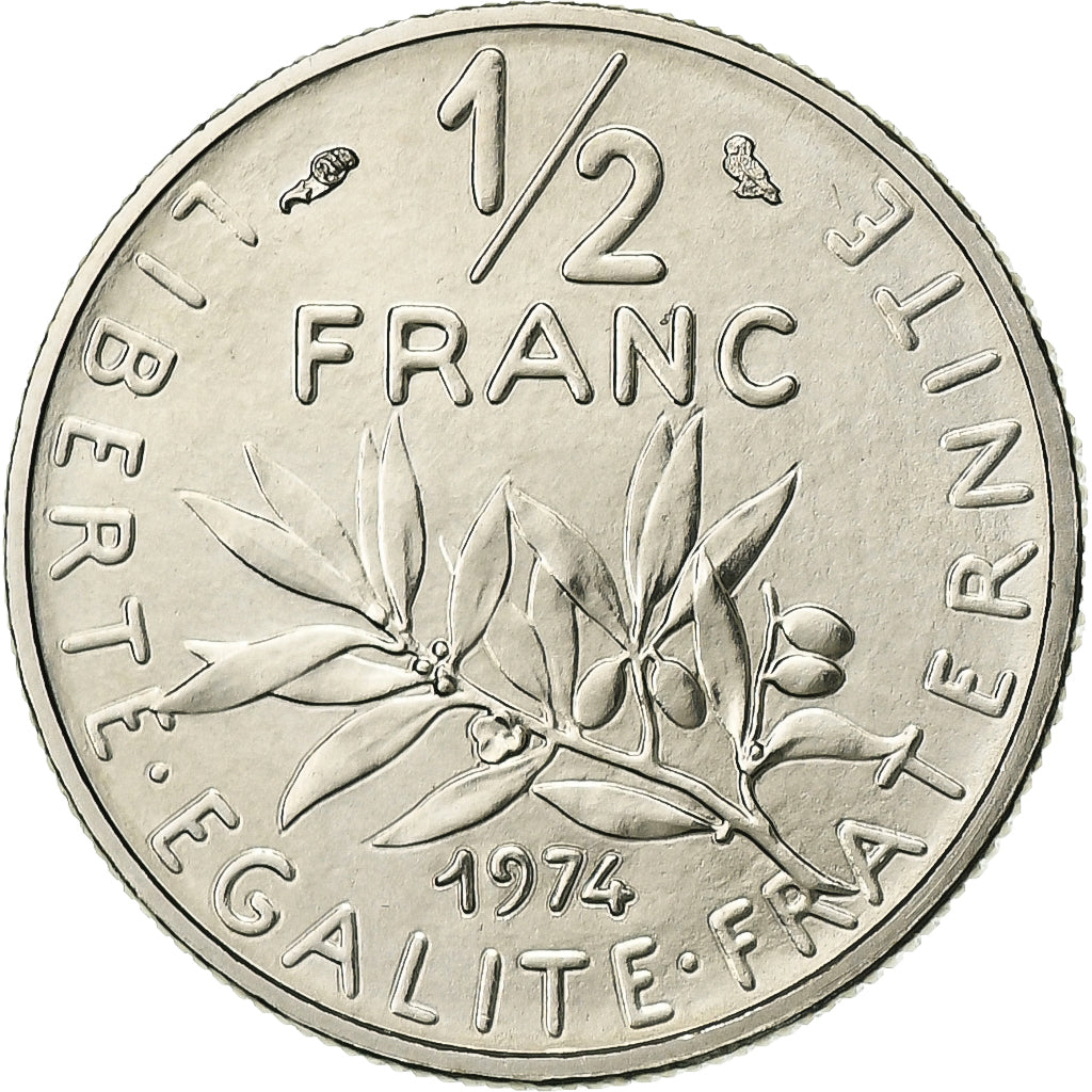 Francia, 1/2 Franc, Semeuse, 1974, Monnaie de Paris, FDC, Nichel, FDC