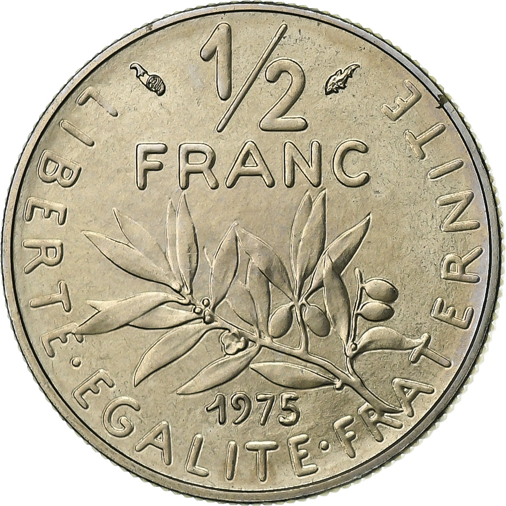 Coin, France, Semeuse, 1/2 Franc, 1975, Paris, série FDC, MS(65-70), Nickel