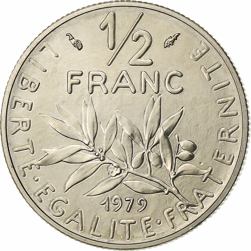 Francia, 1/2 Franc, Semeuse, 1979, Monnaie de Paris, série FDC, Nichel, FDC