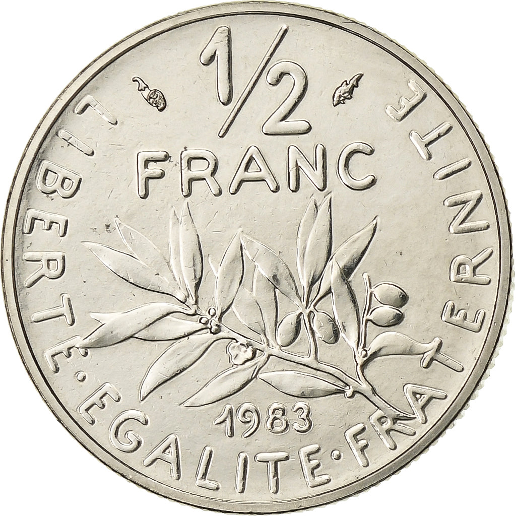 France, 1/2 Franc, Semeuse, 1983, Paris, FDC, Nickel, MS(65-70), Gadoury:429