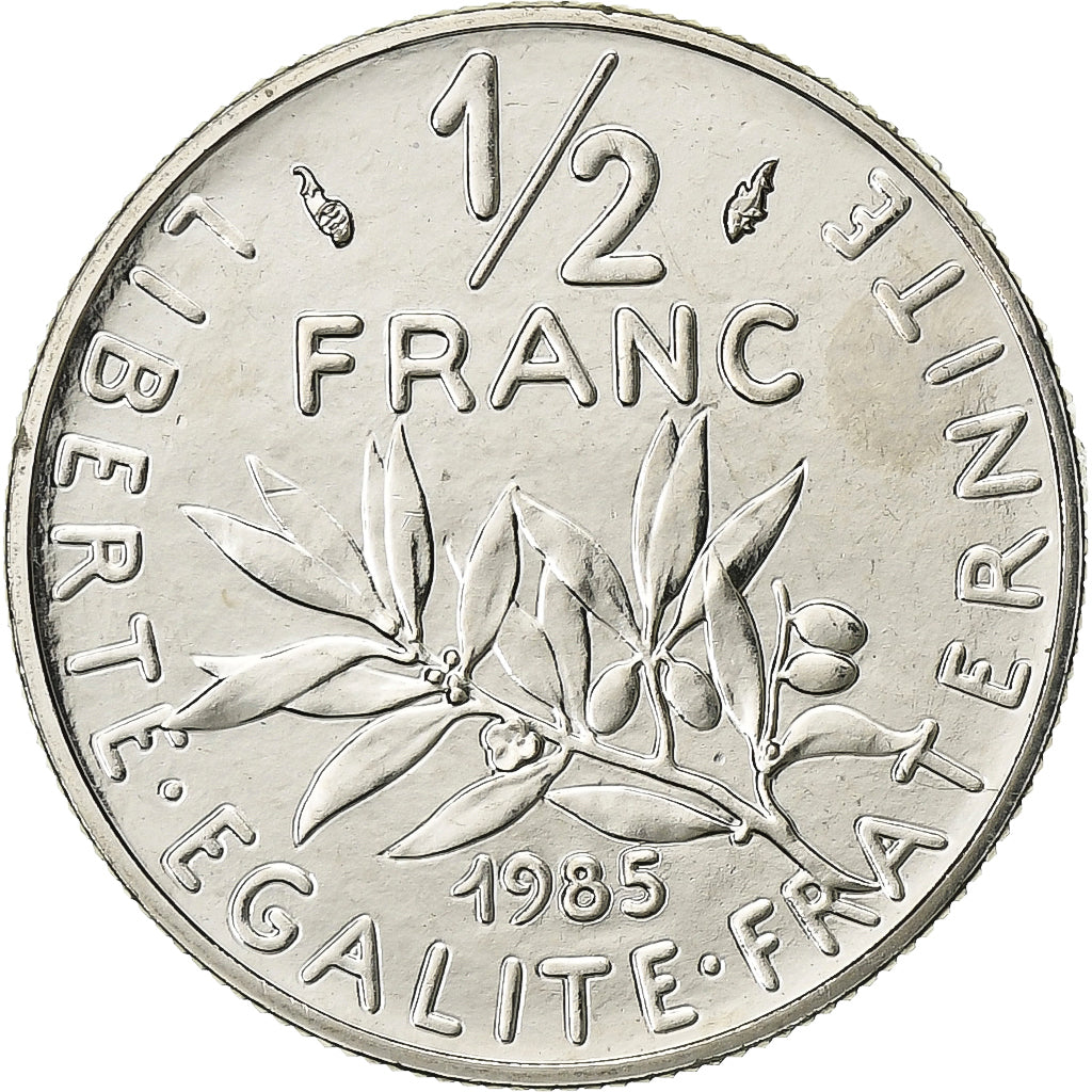 França, 1/2 Franc, Semeuse, 1985, Paris, FDC, Níquel, MS(65-70), Gadoury:429