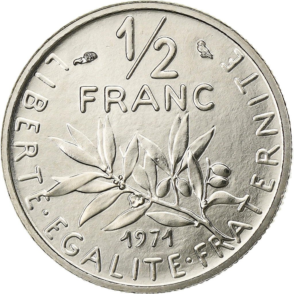 Frankreich, 1/2 Franc, Semeuse, 1971, Paris, FDC, Nickel, STGL, Gadoury:429