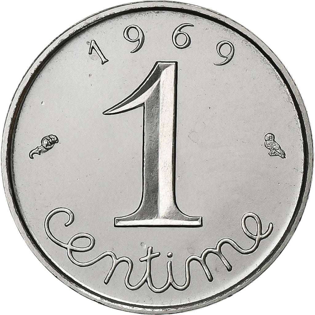 Francja, Centime, Épi, 1969, Paris, FDC, Stal nierdzewna, MS(65-70)