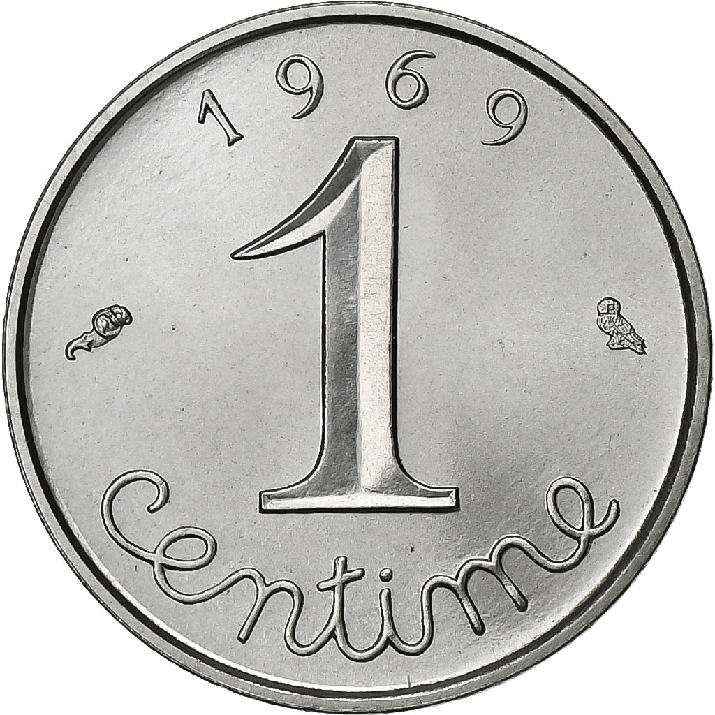 France, Centime, Épi, 1969, Paris, série FDC, Stainless Steel, MS(65-70)