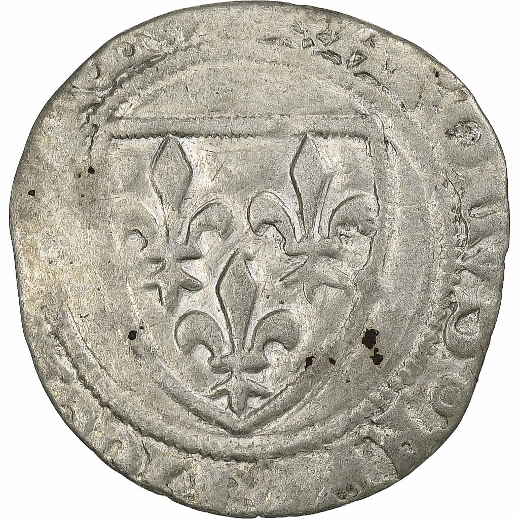 França, Charles VI, 1/2 Guénar, 1388-1389, Lingote, VF(30-35), Duplessy:378A