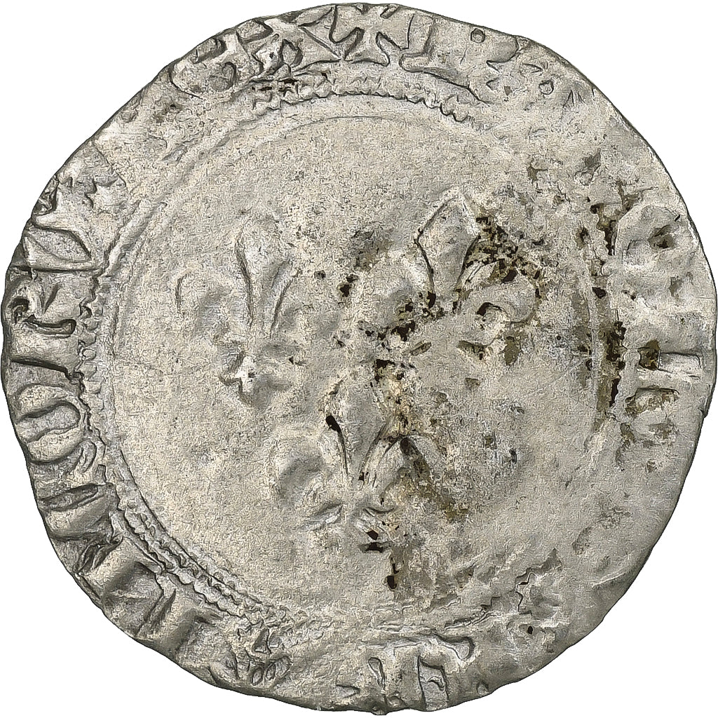 France, Charles VII, Blanc aux trois lis, 1423-1461, Poitiers, Billon