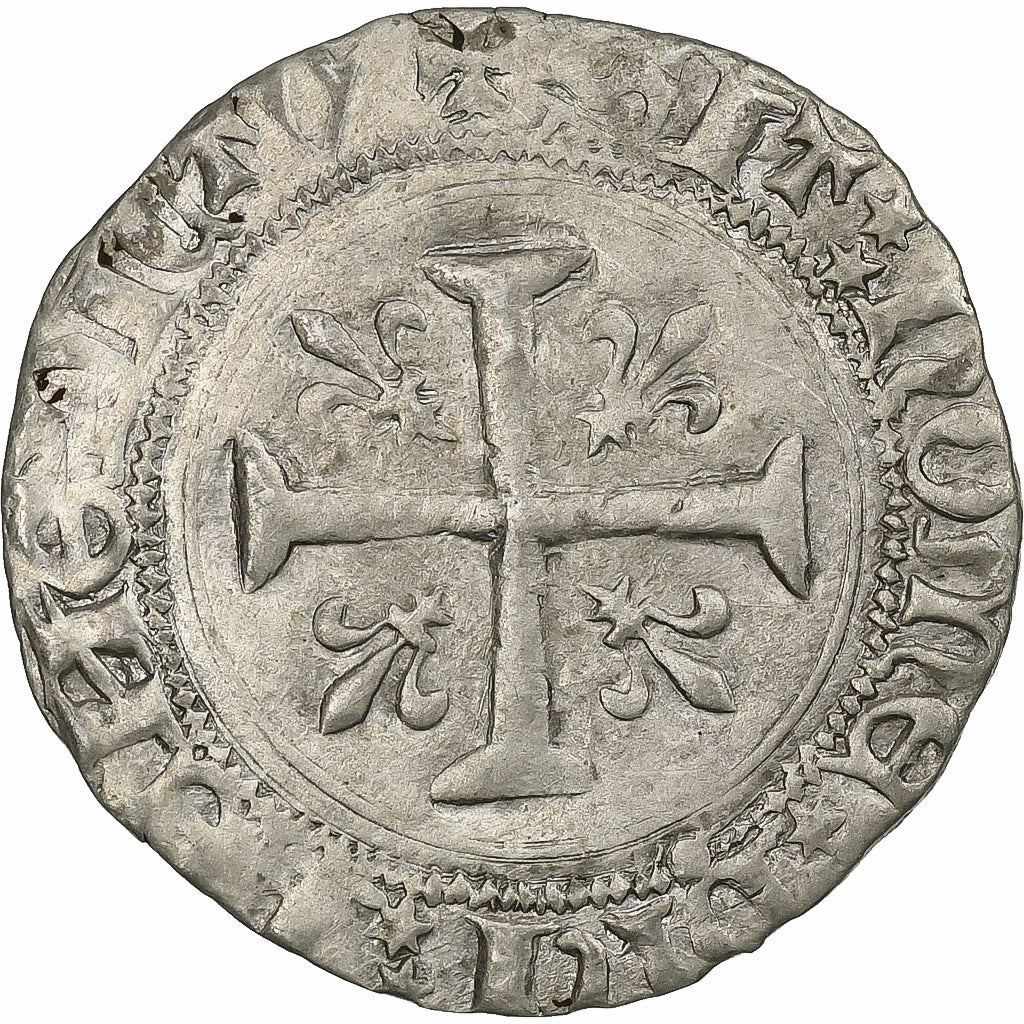 France, Charles VII, Blanc aux trois lis, 1423-1461, Poitiers, Billon