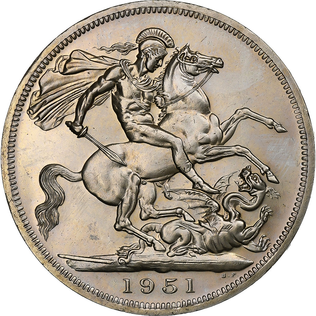 Grã-Bretanha, George VI, 5 Shillings, 1951, London, Cobre-níquel, MS(60-62)
