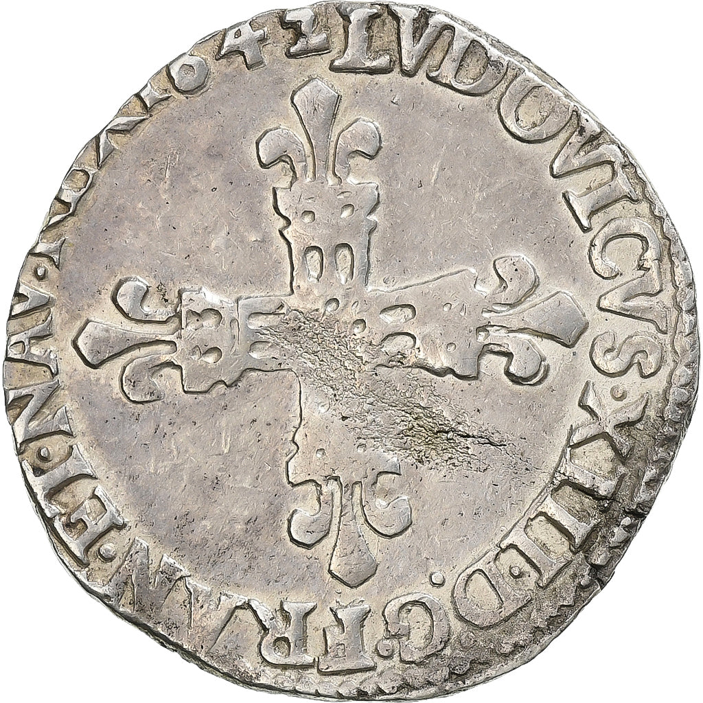 Francia, Louis XIII, 1/4 Ecu, 1642, Bordeaux, Plata, MBC, Gadoury:27