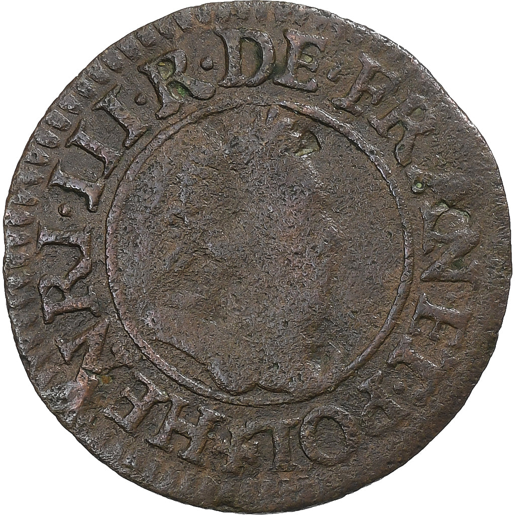 França, Henri III, Denier Tournois, 1584, Uncertain mint, Cobre, VF(30-35)
