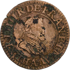 Francja, Henri IV, Double Tournois, 1604, Paris, Miedź, AU(50-53)