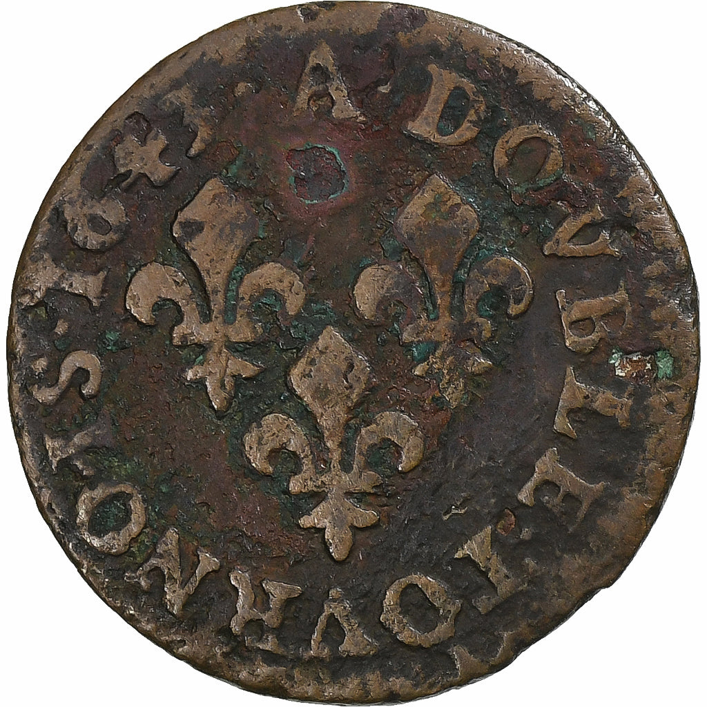 Francia, Louis XIII, Double Tournois, 1643, Paris, Rame, MB