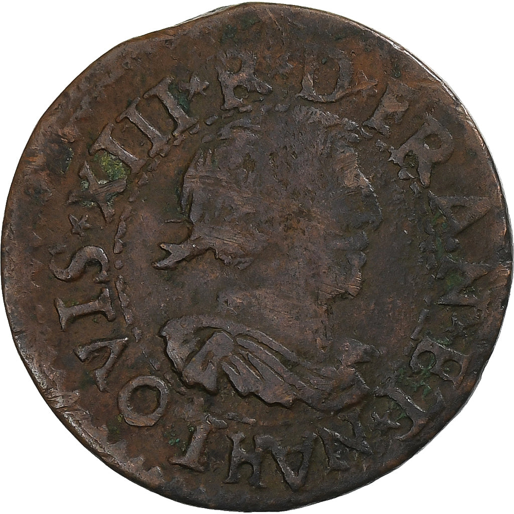 Francia, Louis XIII, Double Tournois, 1640, La Rochelle, Rame, MB