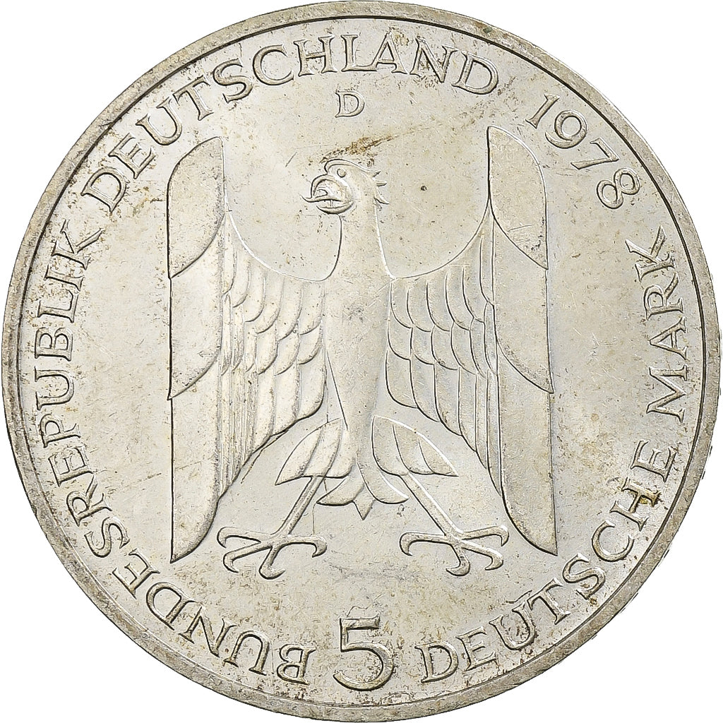 Germany, 5 Mark, Gustav Stresemann, 1978, Munich, Silver, AU(50-53)