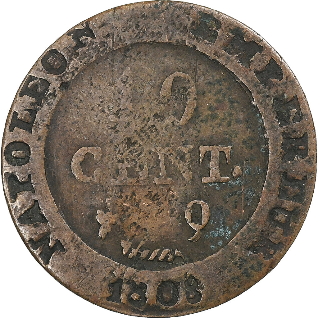 France, Napoleon I, 10 Centimes, 1808, Perpignan, FAUX, Bronze, VF(20-25)