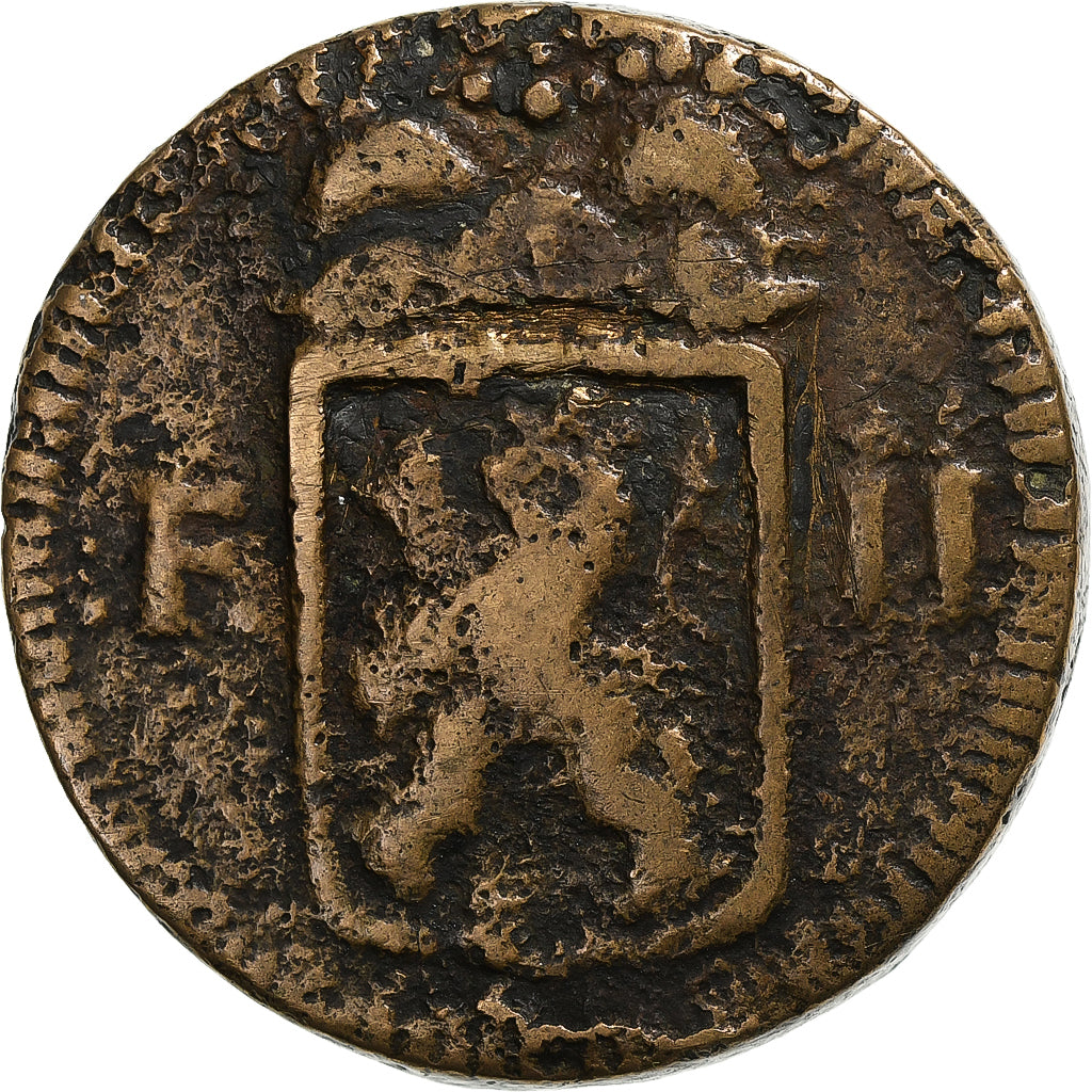 Luxembourg, François II, 1 Sol, 1796, Siege coin, Copper, VF(30-35)