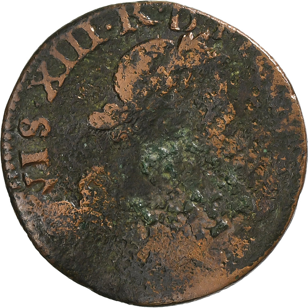 Francia, Louis XIII, Double Tournois, Uncertain date, Rame, MB