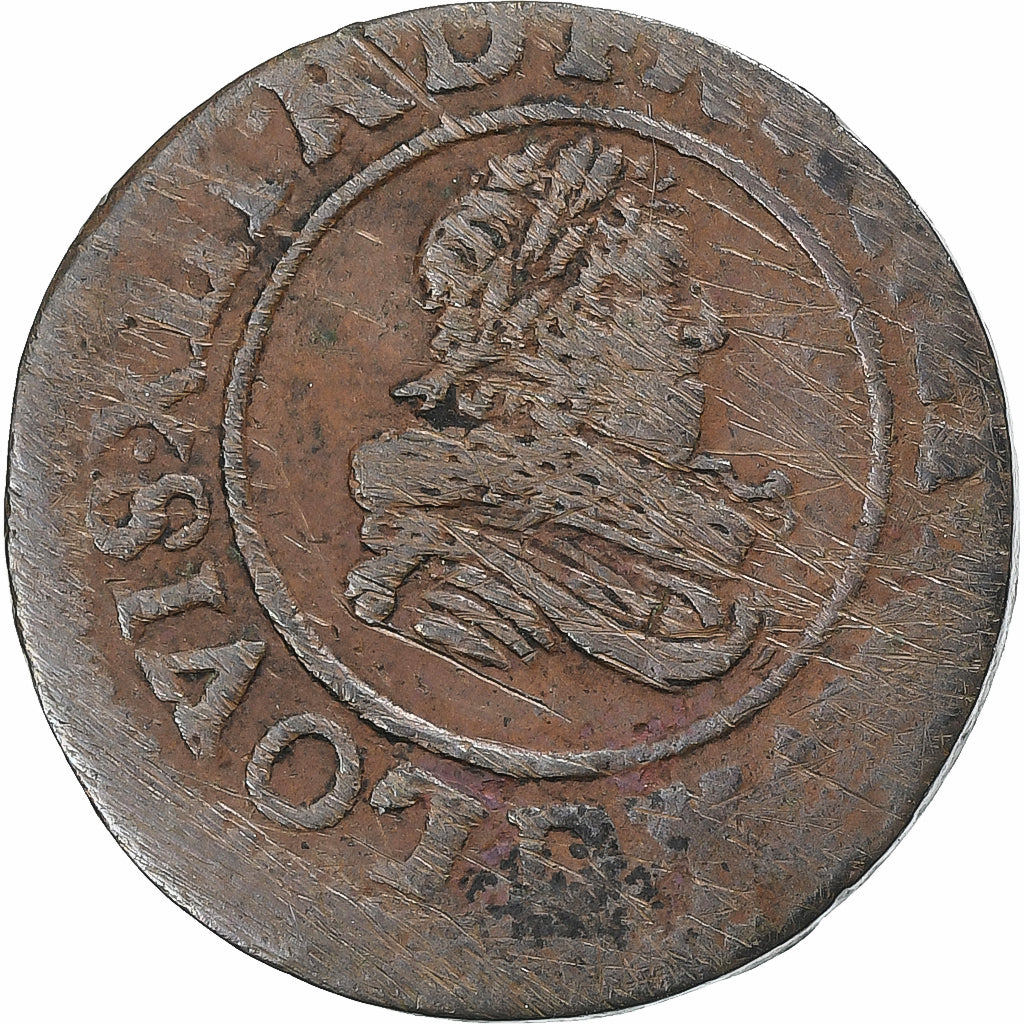 Francia, Louis XIII, Double Tournois, 1632, Lyon, Rame, MB+