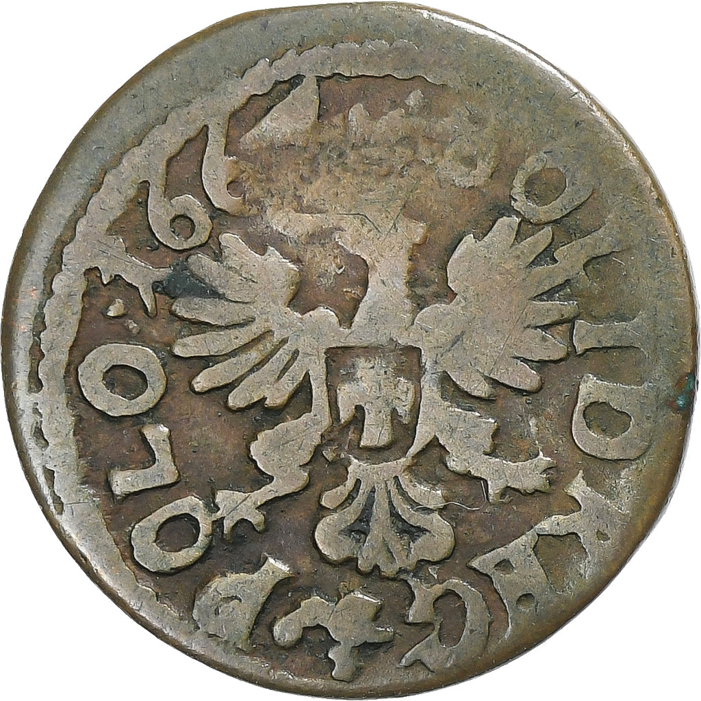 Poland–Lithuania, Johann II Casimir, Schilling, 1664, Ujazdów, Cobre, BC+