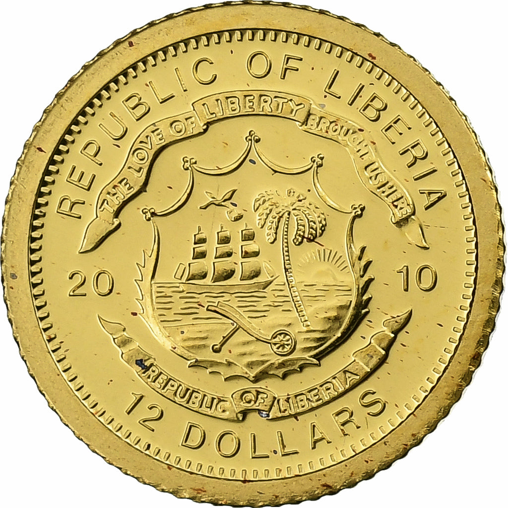Liberia, 12 Dollars, Sistine Chapel, 2010, Oro, FDC