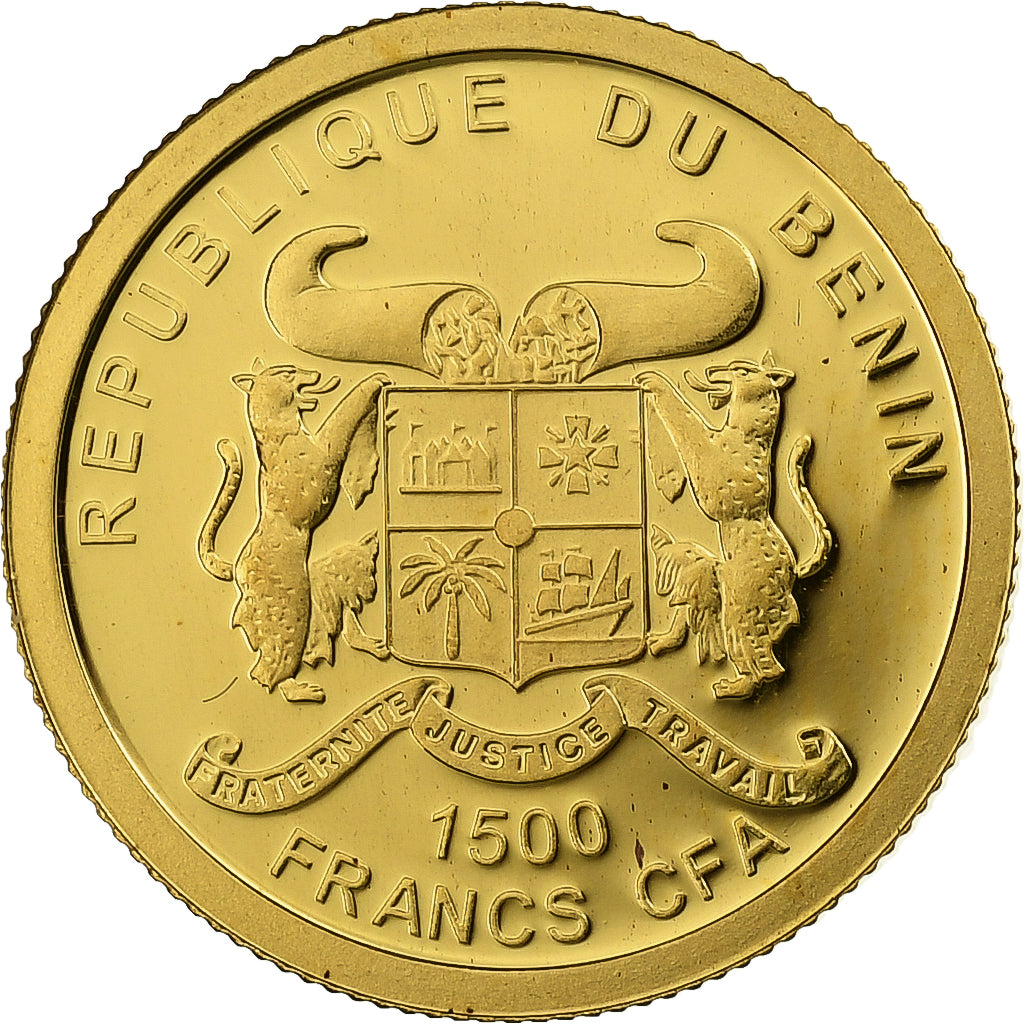 Benin, 1500 Francs CFA, Beatification of John Paul II, 2011, Proof, Gold