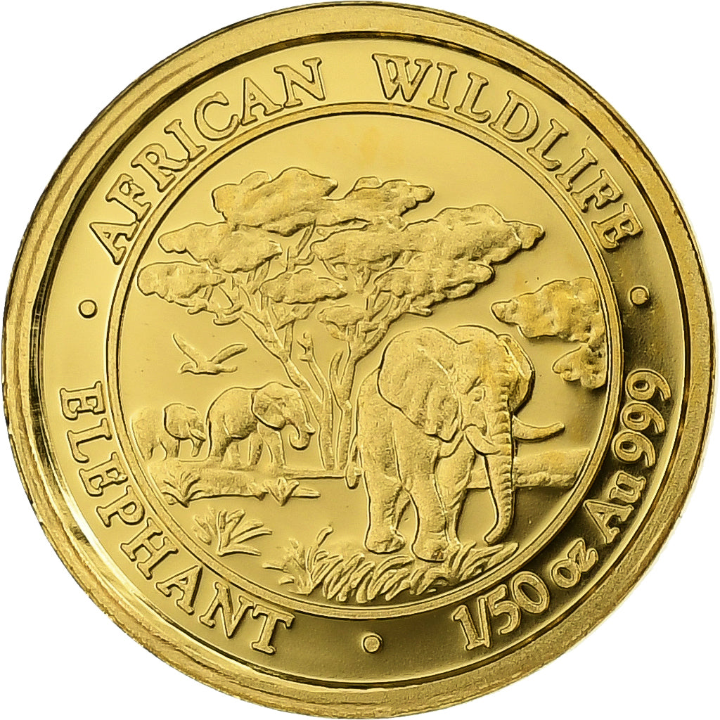 Somalia, 10 Shillings, African Wildlife, Elephant, 2012, Proof, Gold, MS(65-70)