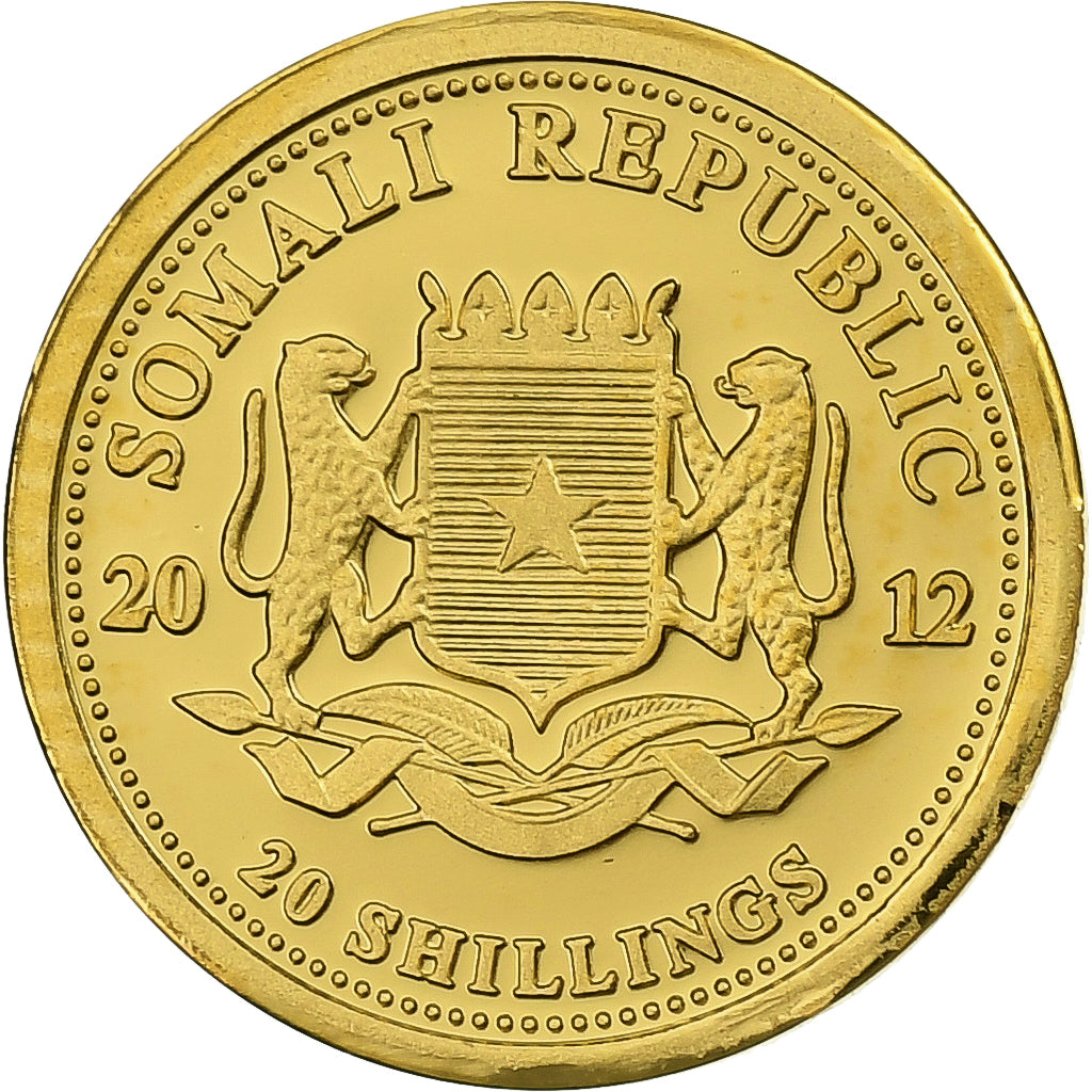 Somalia, 10 Shillings, African Wildlife, Elephant, 2012, Proof, Gold, MS(65-70)