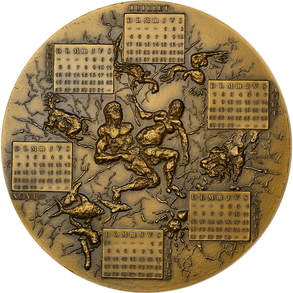 Francia, medaglia, Calendrier, Fiat Lux, 1971, Bronzo, SPL-