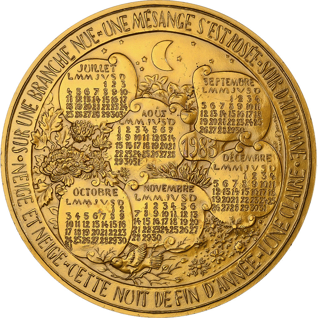 Frankrijk, Medaille, Calendrier, les Quatre Saisons, 1983, Bronzen, PR