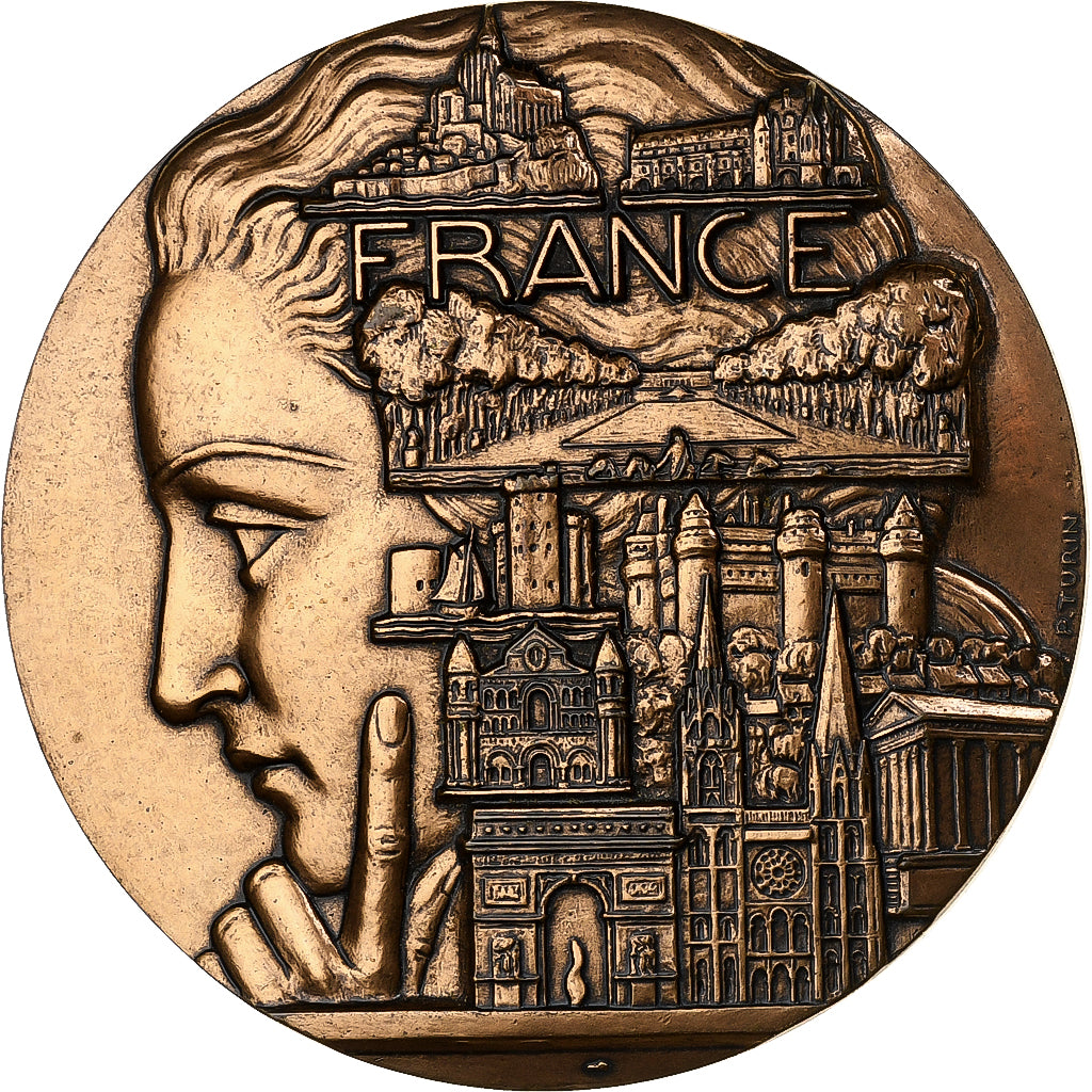 Francia, medaglia, France, Les Monuments Historiques, n.d., Bronzo, Turin, SPL-