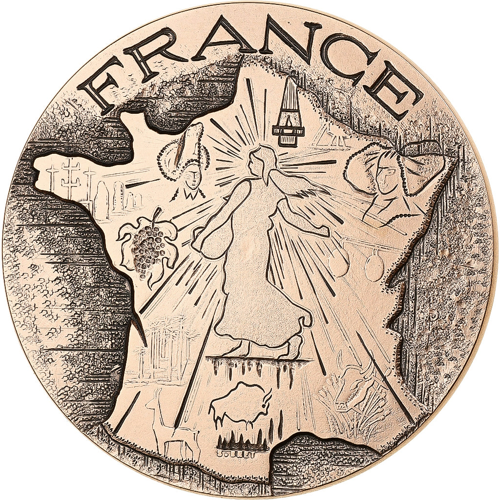 Francia, medaglia, La France, Semeuse rayonnante, n.d., Bronzo, Bret, SPL-