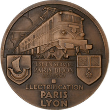 France, Medal, S.N.C.F, Electrification Paris-Lyon, 1950, Bronze, Renard
