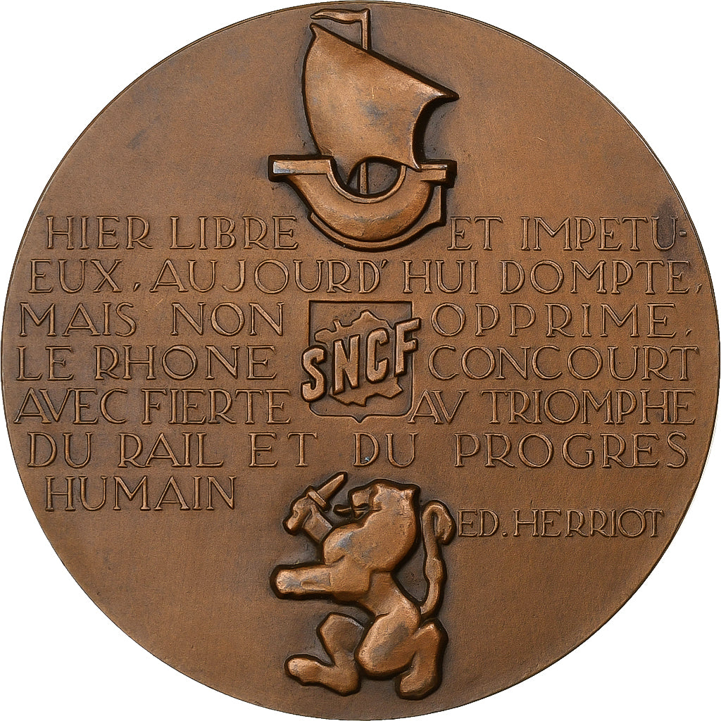 Francia, medalla, Électrification de Paris à Lyon, 1952, Bronce, EBC+