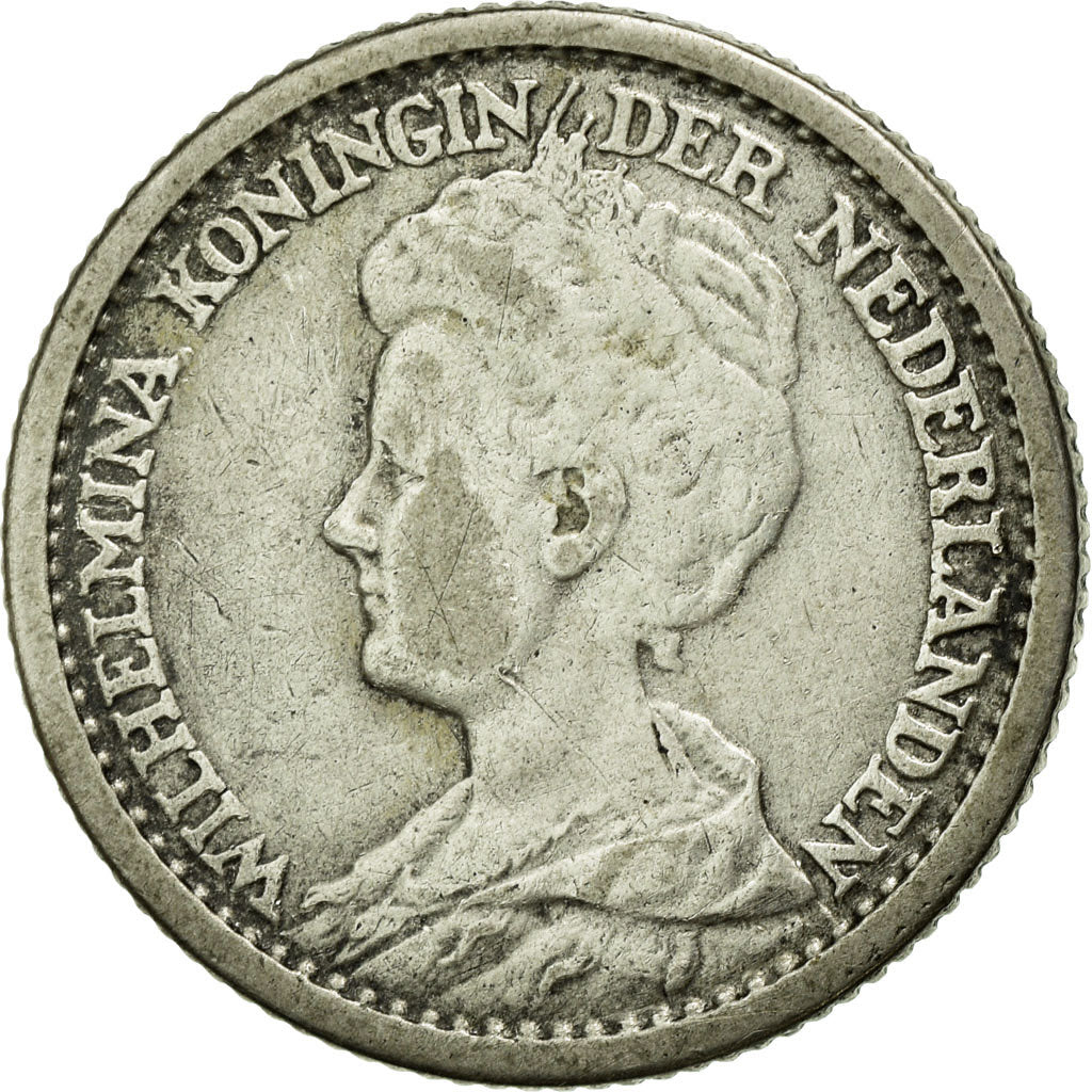 Coin, Netherlands, Wilhelmina I, 25 Cents, 1913, EF(40-45), Silver, KM:146