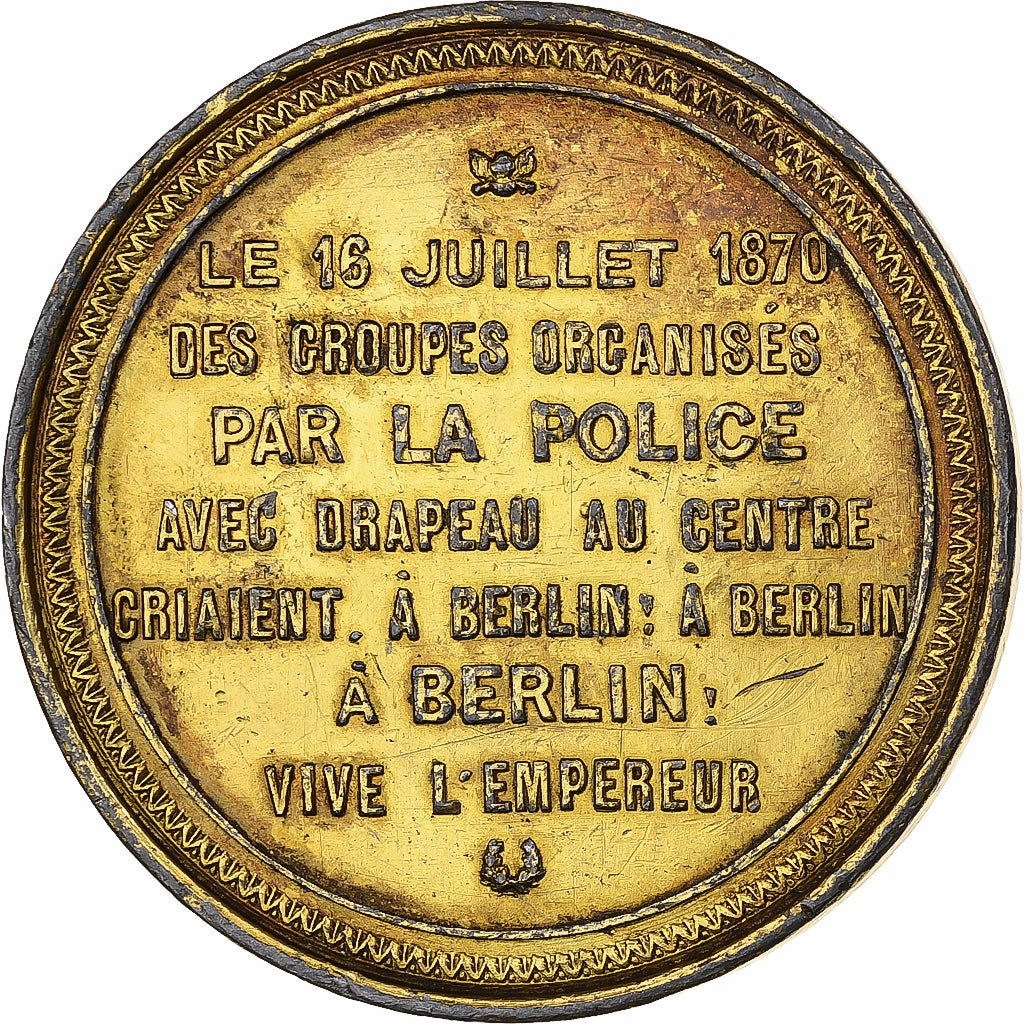 France, Medal, Napoléon III, Déclaration de la Guerre, n.d., Gilt Tin, Trotin