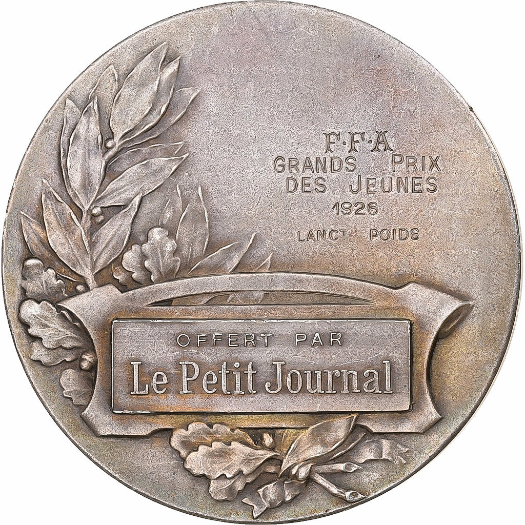 Frankrijk, Medaille, Sport, Lancer du poids, 1926, Silvered bronze, PR