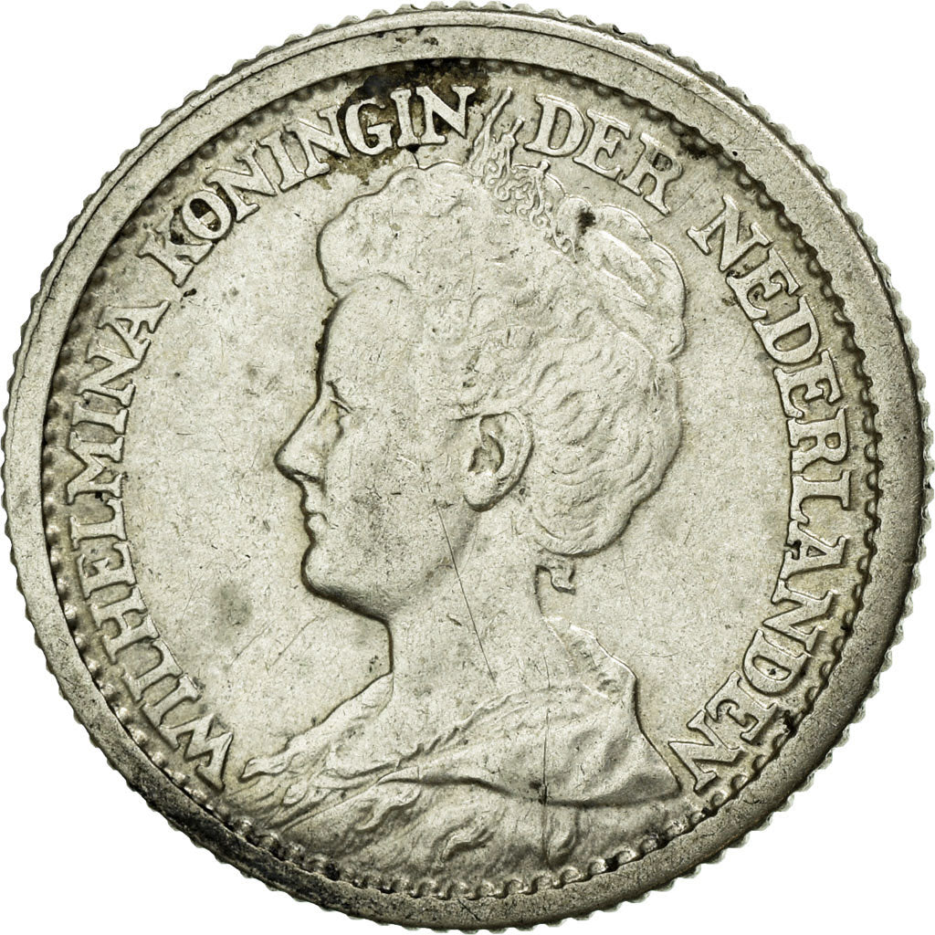 Coin, Netherlands, Wilhelmina I, 25 Cents, 1914, AU(55-58), Silver, KM:146