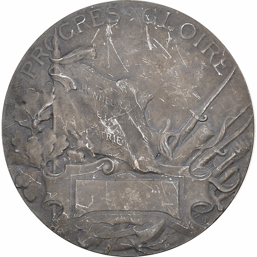 Francia, medaglia, Art Nouveau, Labor, Progrès-Gloire, 1910, Bronzo argentato
