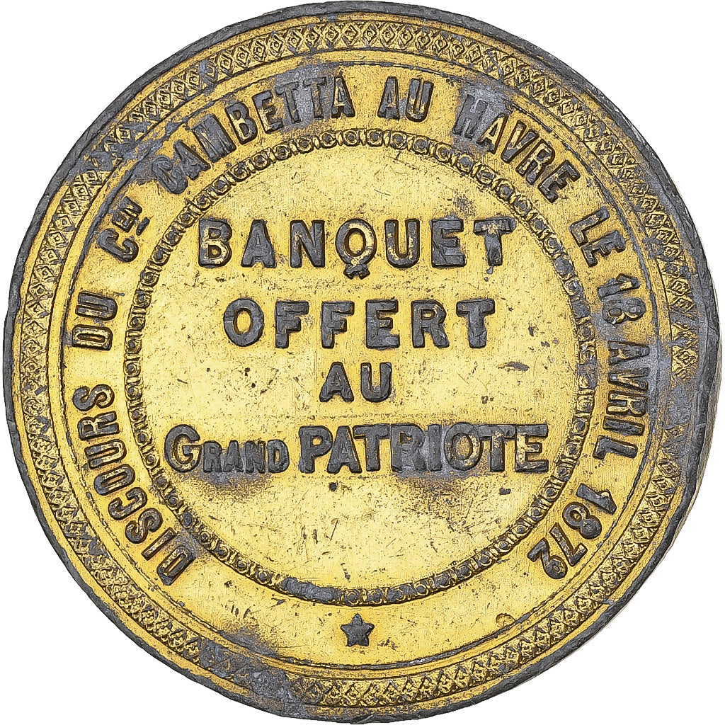 Francia, medaglia, Discours de Gambetta au Havre, 1872, Gilt Tin, BB+
