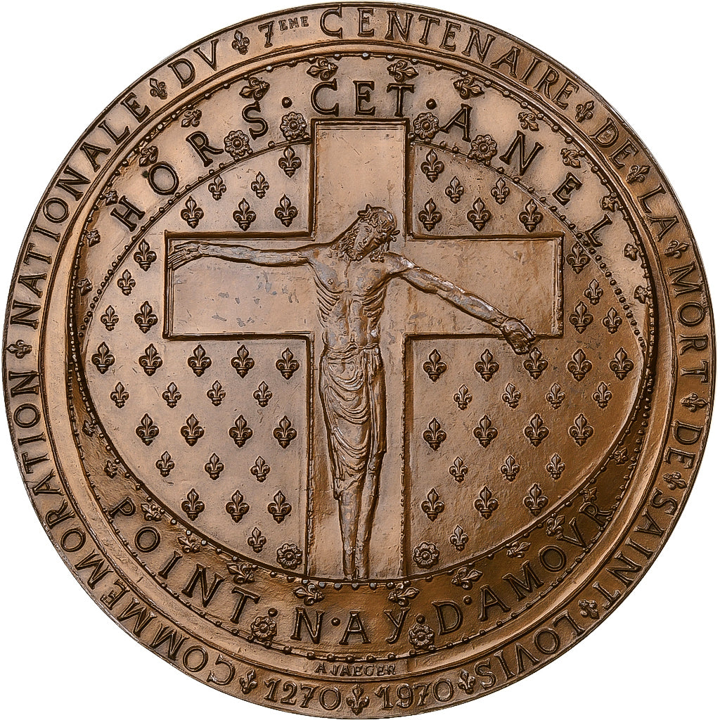 France, Medal, 700 ans de la mort de Saint-Louis, 1970, Bronze, De Jaeger