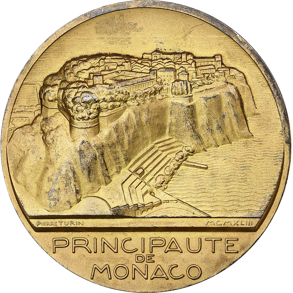 Mónaco, medalha, Principauté de Monaco, 1943, Vermeil, Turin, MS(60-62)