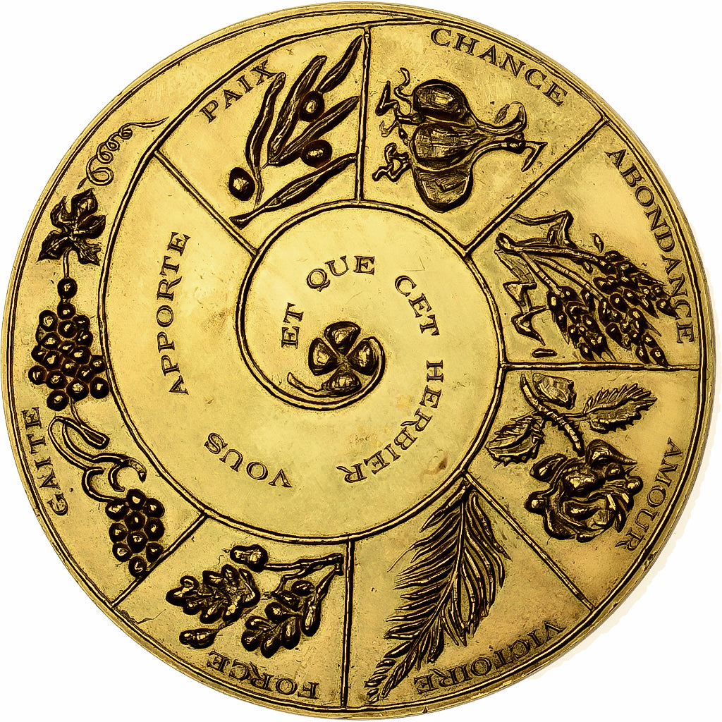 Francja, medal, Voeux, Nouvelle Année, Bestiaire et Herbier, 1972, Pokryty
