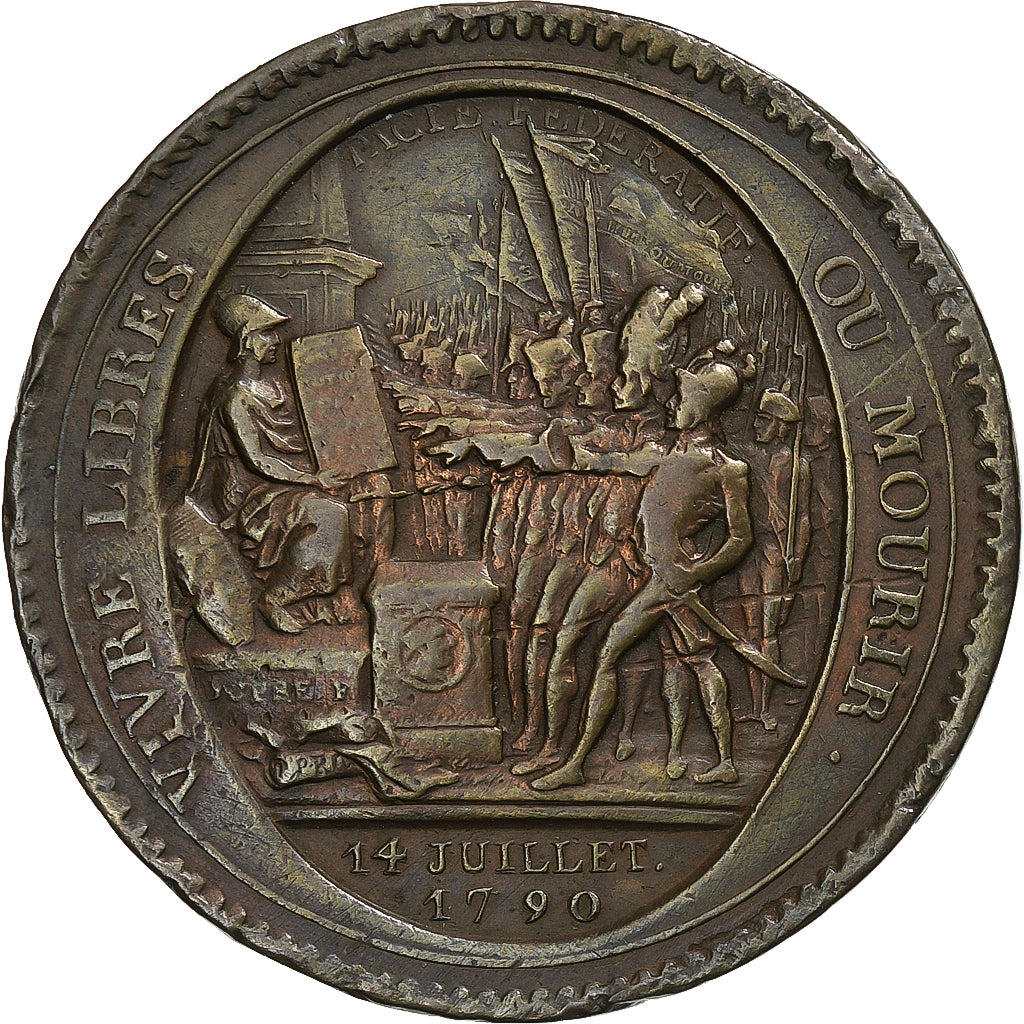 Francia, Monneron de 2 Sols, 1792, Birmingham, Bronce, BC+