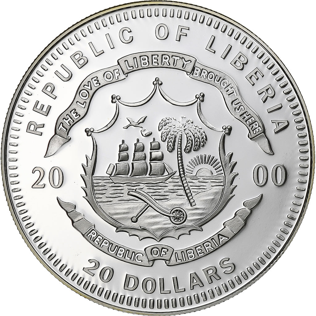 Liberia, 20 Dollars, Berlin, 2000, Proof, Silver, MS(64)