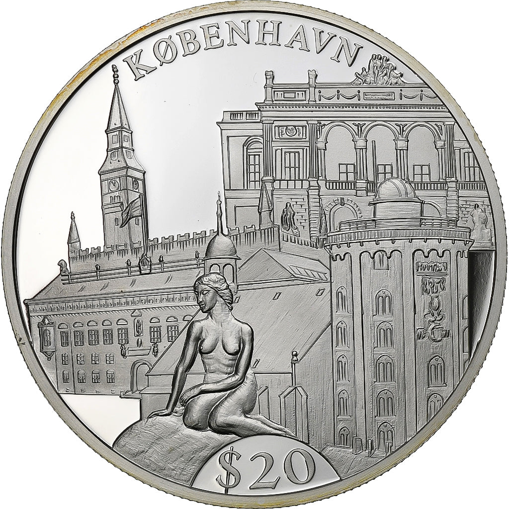 Libéria, 20 Dollars, Copenhague, 2000, Proof, Prata, MS(64)